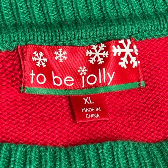 To Be Jolly NAUGHTY OR NICE Changeable Sequin Ugly Christmas Sweater Size XL - Picture 4 of 5